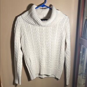 JEANNE PIERRE Cream Cable Knit Turtleneck Sweater